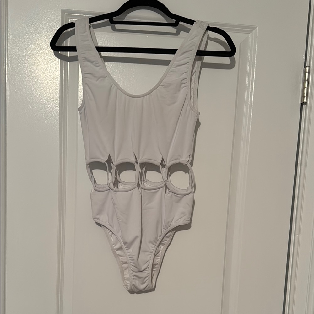 Elegant White One Piece Swimsuit/Bodysuit